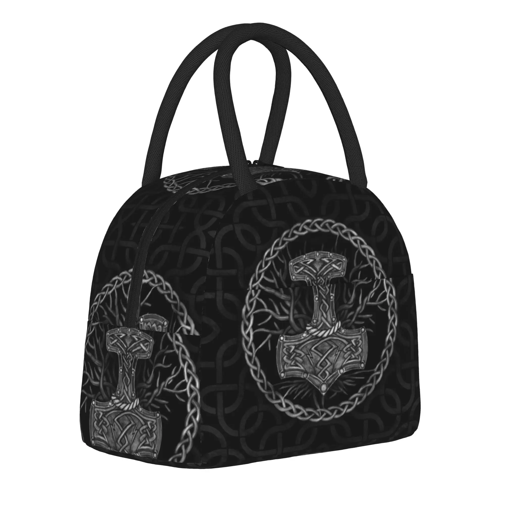 Mjolnir The Hammer and Tree of life Insulated Lunch Bags Thermal Bag Reusable,Lunch Container  High Capacity Tote Lunch Box
