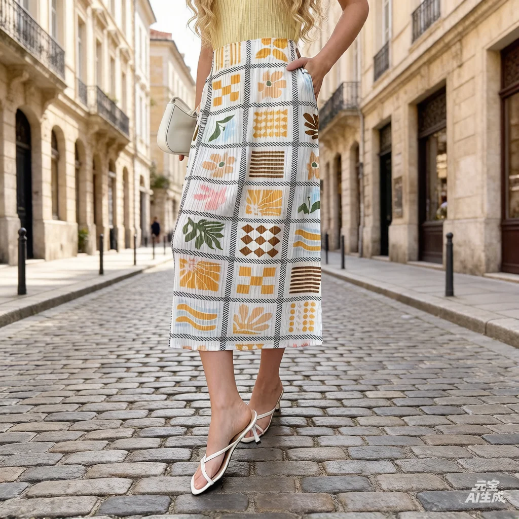 

Miyake Pleated Skirt Summer 2026 New Arrival Women's Digital Print Pleated Skirt Vintage High-Waisted A-Line Mid-Length Pleat