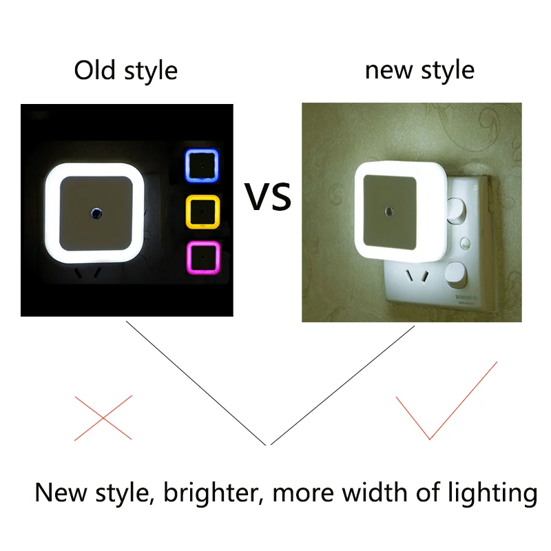 Mini LED Night Light EU/US/UK Plug Light Sensor Square Shape Nights Lamp For Kid\'s Room Bedroom Bedside Aisle Corridor 110V 240V