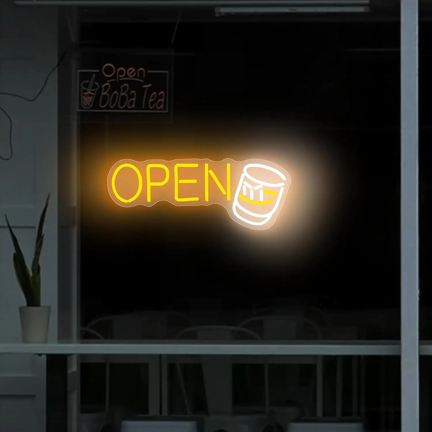 Whiskey Open Neon Light Sign USB Dimmable LED Neon Sign for Bedroom Livingroom Club Bar Man Cave Party Gifts Wall Decor