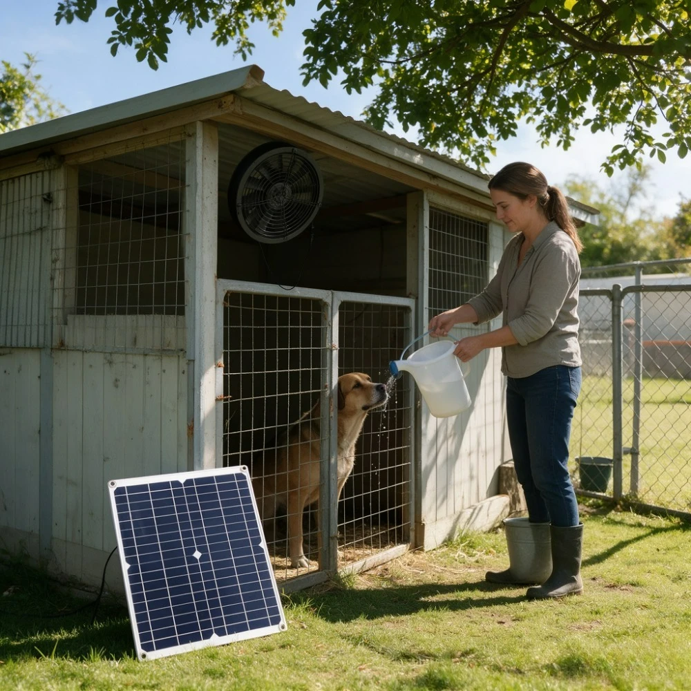 25W Solar Powered Fan Kit Heat Dissipation Ventilation Fan for Outdoor Storage Shed Chicken Coop Dog Kennel Greenhouse Pet House