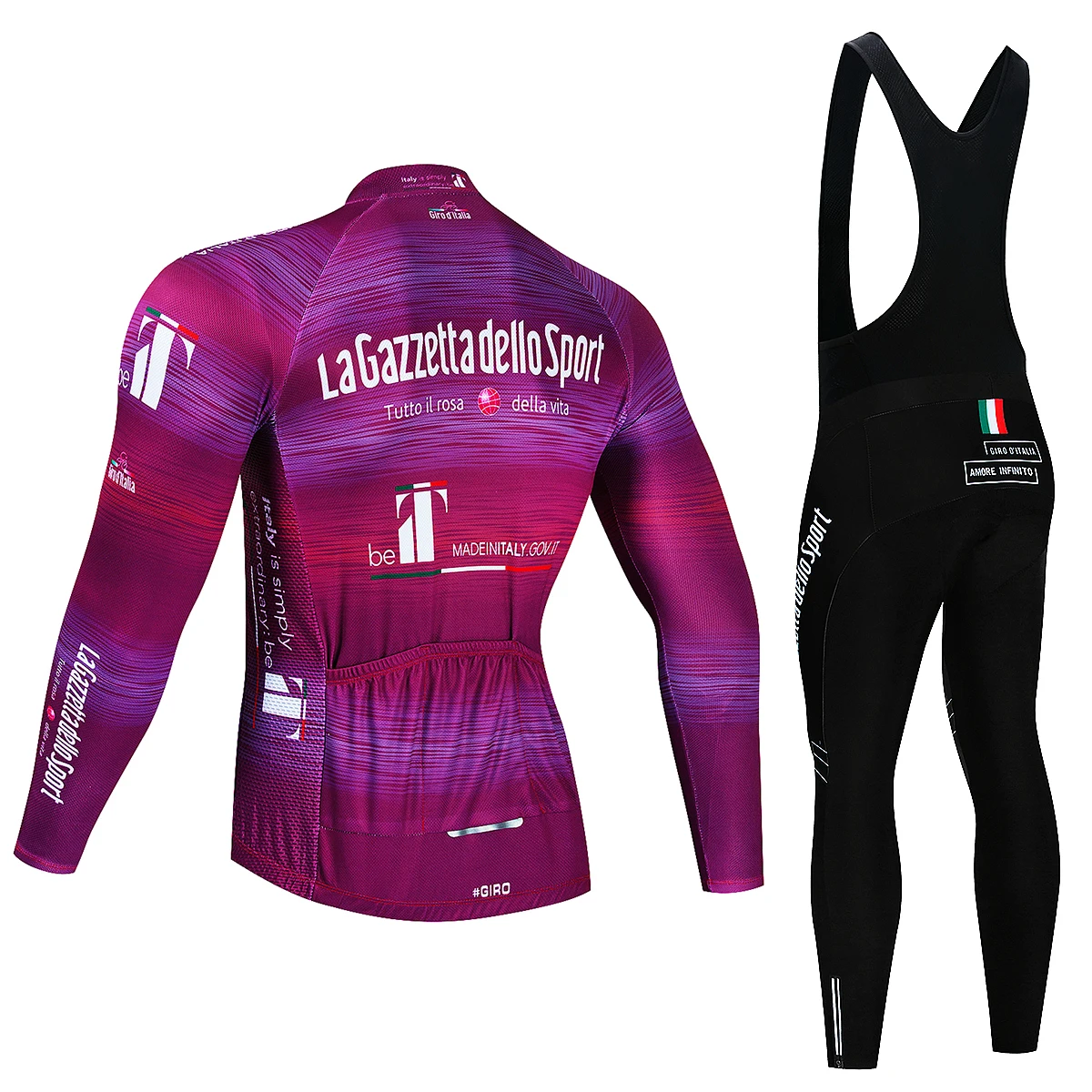 Bike Suit Tour De Italia Giro Winter Thermal Fleece Long Sleeve Cycling Jersey Set Bib Pants Ropa Ciclismo Bicycle Clothing MTB