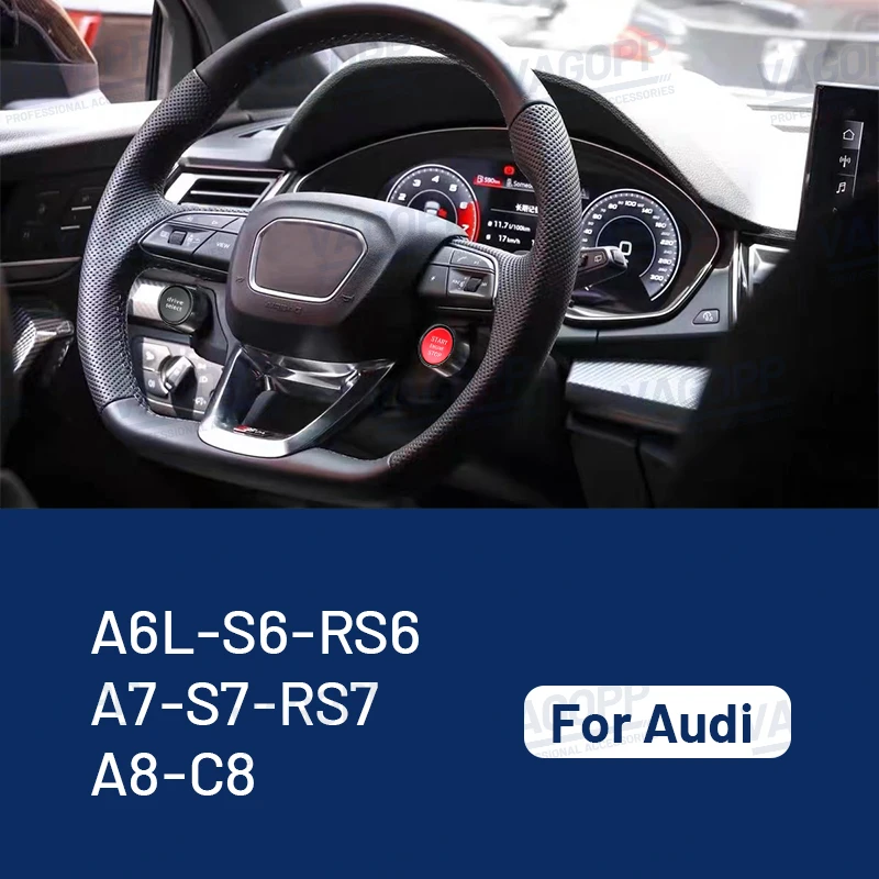 R8 motor çalıştırma durdurma sürücü seçin anahtarı düğmesi için Audi A3 A4 A5 A6 A7 TT MQB spor direksiyon anahtarı düğmesi siyah boya