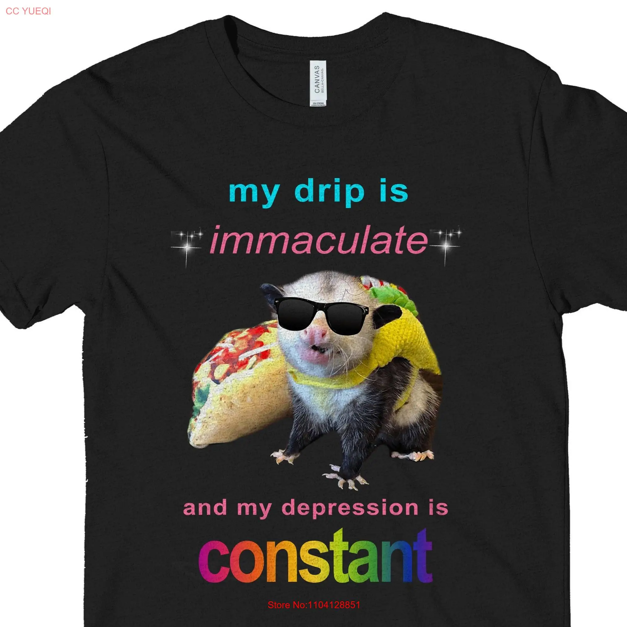 Possum T Shirt my drip is immaculate and depression constant funny cute opossum graphic tee men women unisex