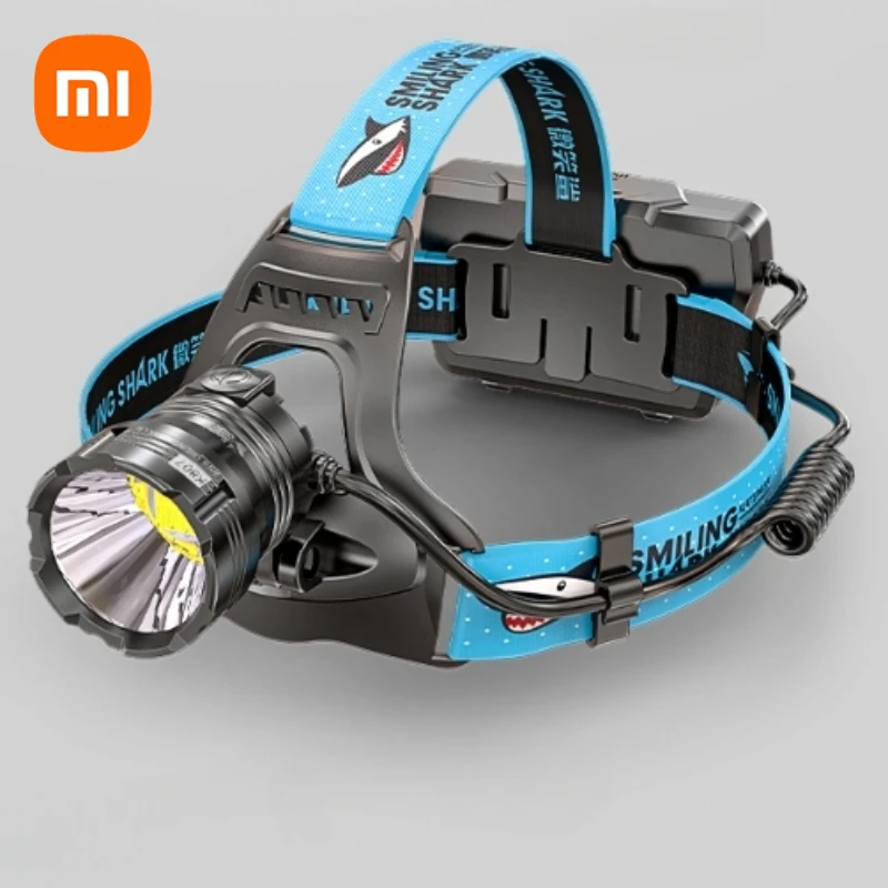 

New Xiaomi Smiling Shark High Power Head-Mounted Headlamp Outdoor Construction Site Waterproof Headlamp Super Bright Power Torch