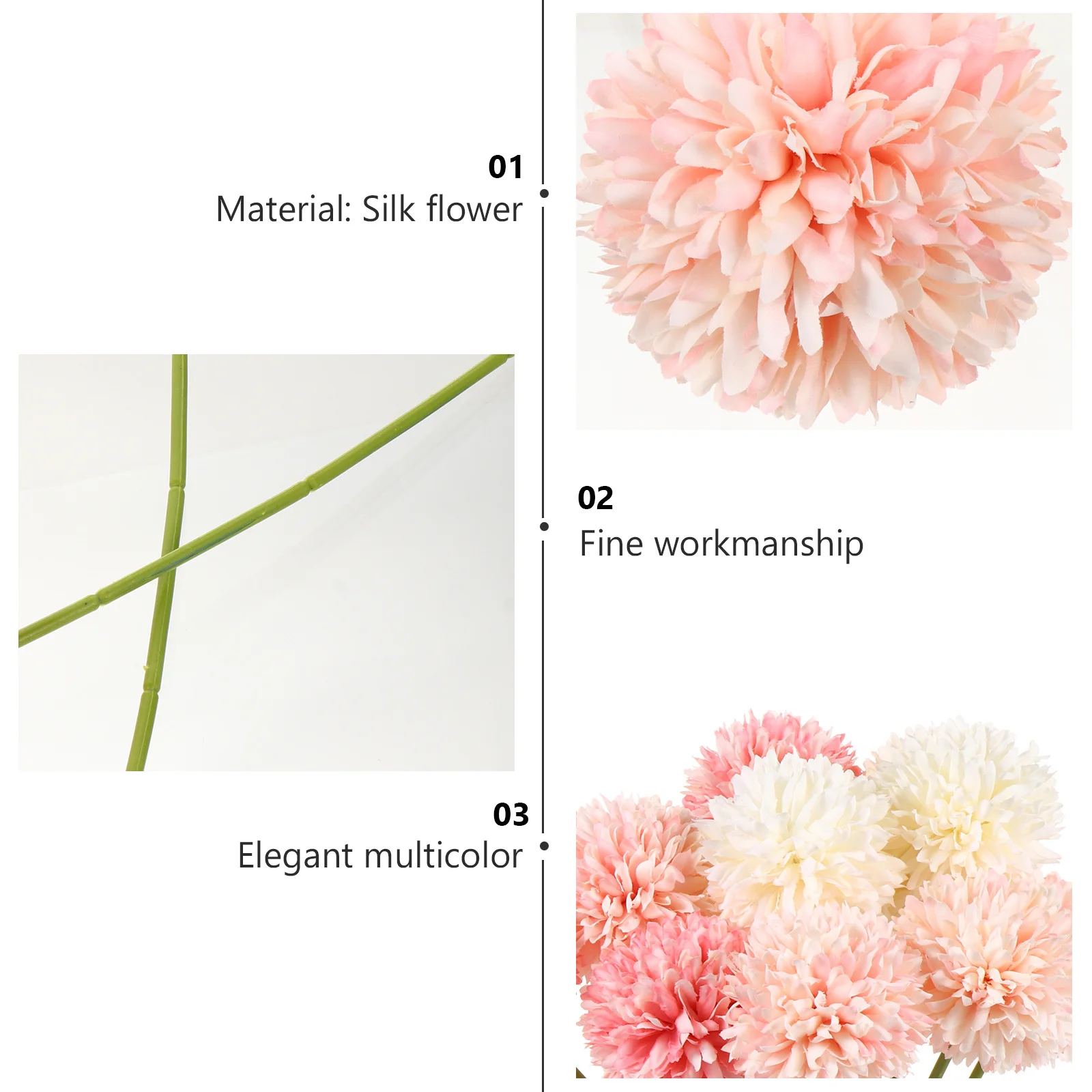 

12Pcs Simulated Pompon Flowers Artificial Flower Bouquets Realistic Simulation Flower Ornament Home Decor Accent