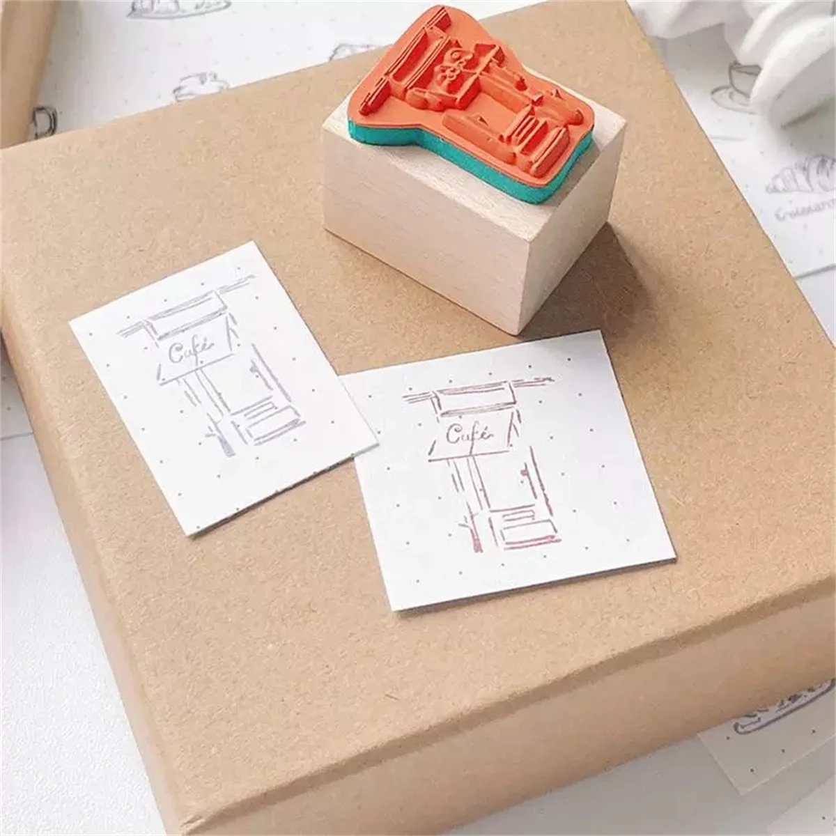 WT Studio Vintage Cafe Coffee Dessert Wooden Rubber Stamp for DIY Scrapbooking Photo Album Card Making