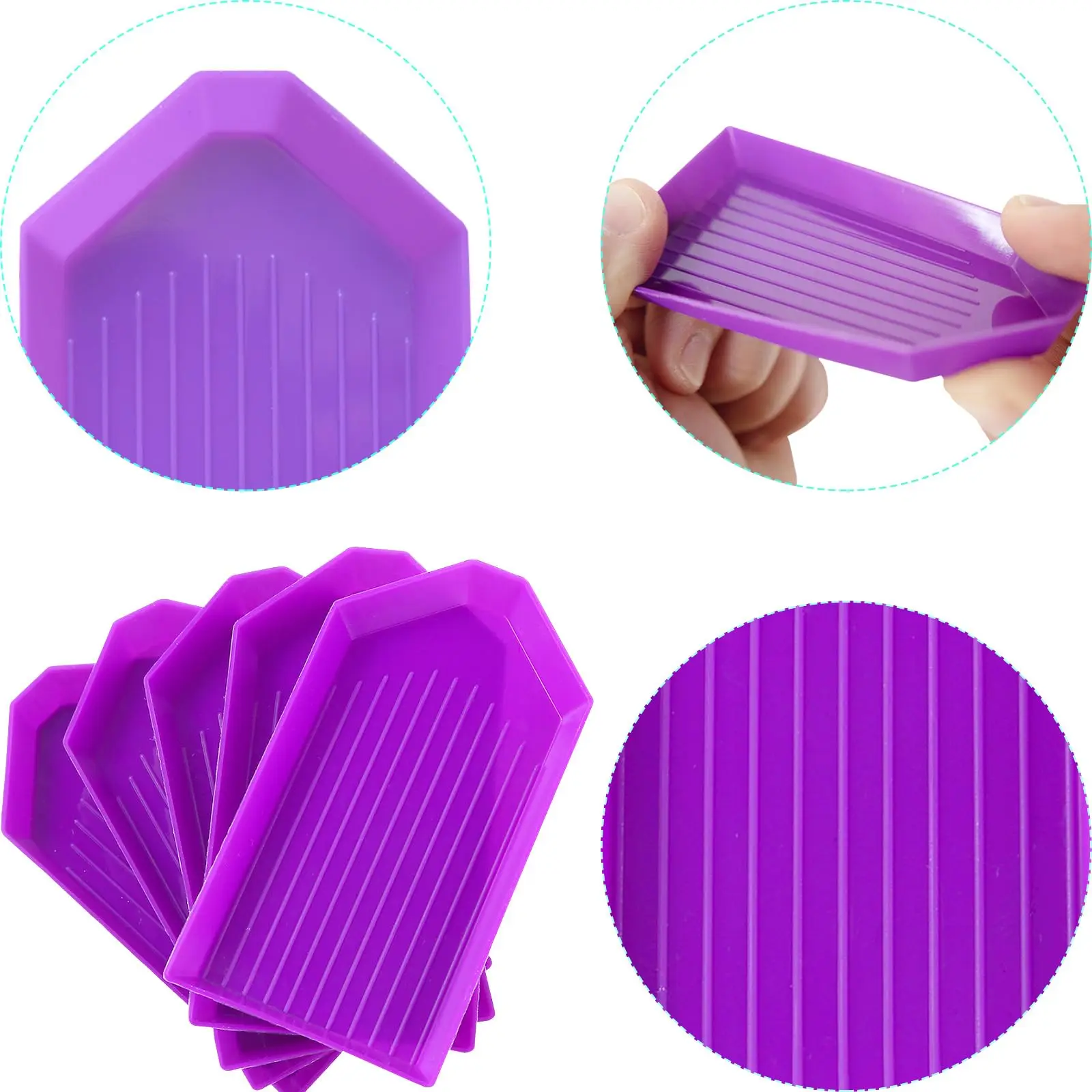 20PCS Purple Plastic Diamond Painting Trays,9X4CM,Bead Sorting Trays Organizer, Diamond Painting Tool Accessories for DIY Art Cr