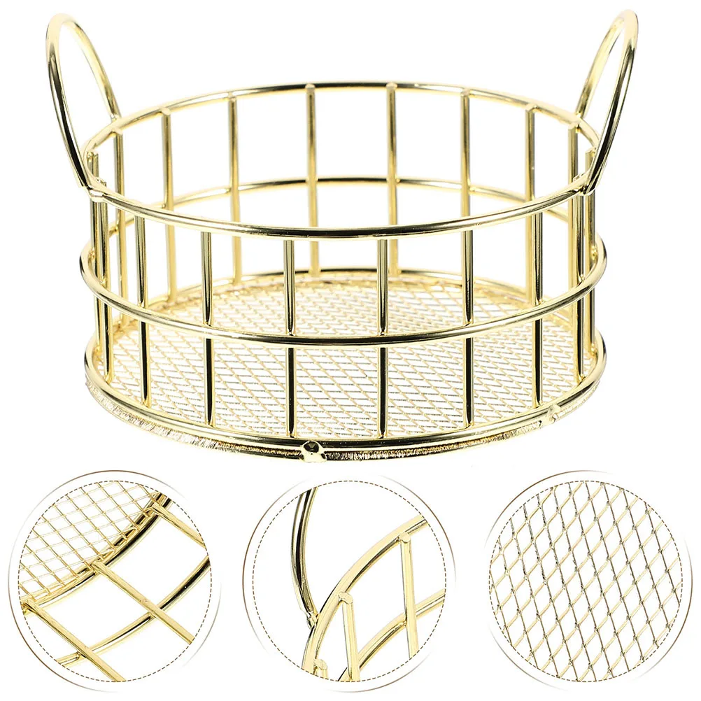 2 قطعة سلة معدنية الحديد الفن سطح المكتب تخزين حامل سلة تنظيم الأسلاك الصغيرة لأشتات الفاكهة ماكياج واللوازم المكتبية