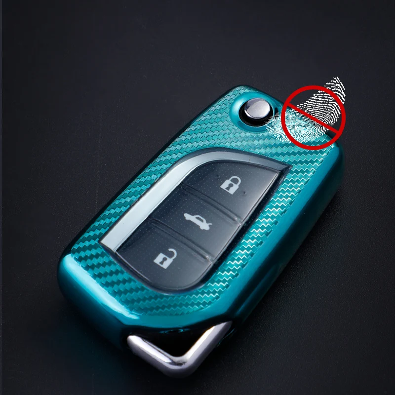 TPU Carbon Filber Car Key Case Cover For Toyota Auris Corolla Avensis Verso Yaris Aygo Scion TC IM Camry RAV4 Forturner Hilux