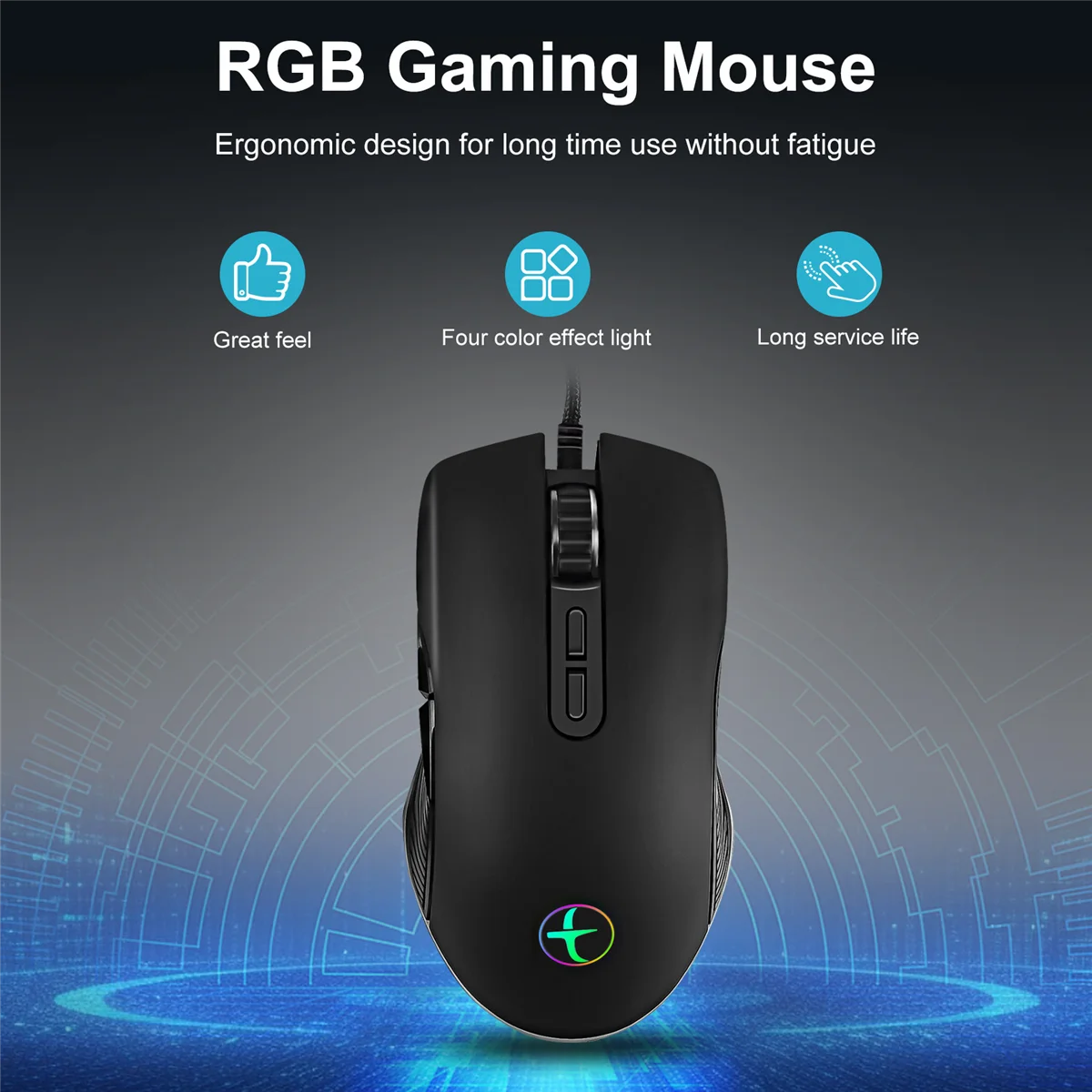 Souris filaire ergonomique USB Type-C, accessoire optique de jeu RVB