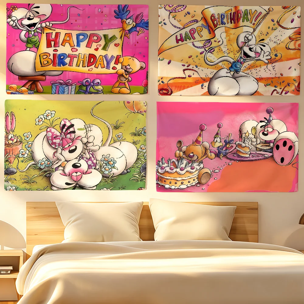 Cartoon Diddl Flag Tapestries Halloween For Classroom Dormitory Camping Picnic Party Cheering Home Indoor Outdoor Decor