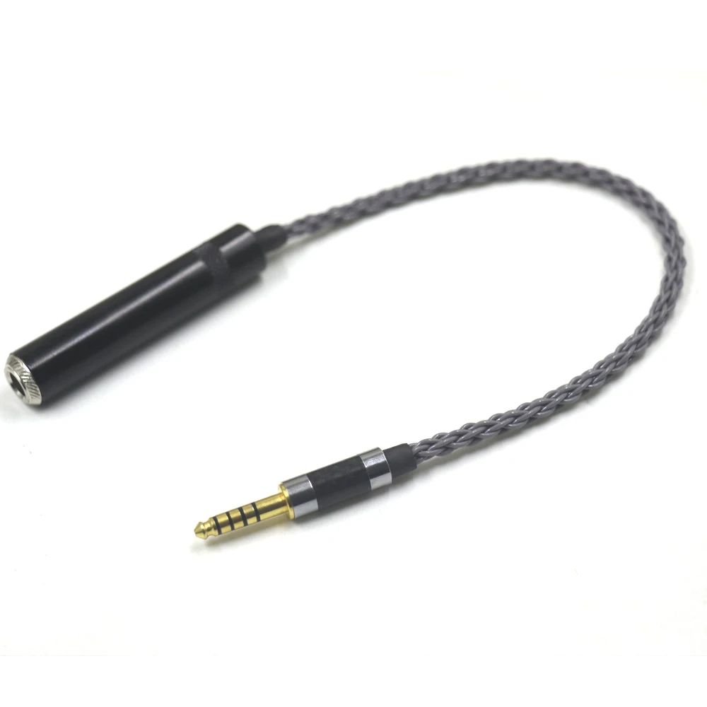 

8 Strand Single Crystal Silver Adapter 4.4mm Balanced Male to 1/4 6.35mm TRS Female Audio Conversion Cable