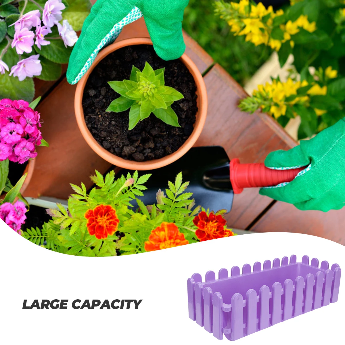 

Plastic Fence Flower Pot Out Door Planter Rectangle Outdoor Succulent Decor Indoor