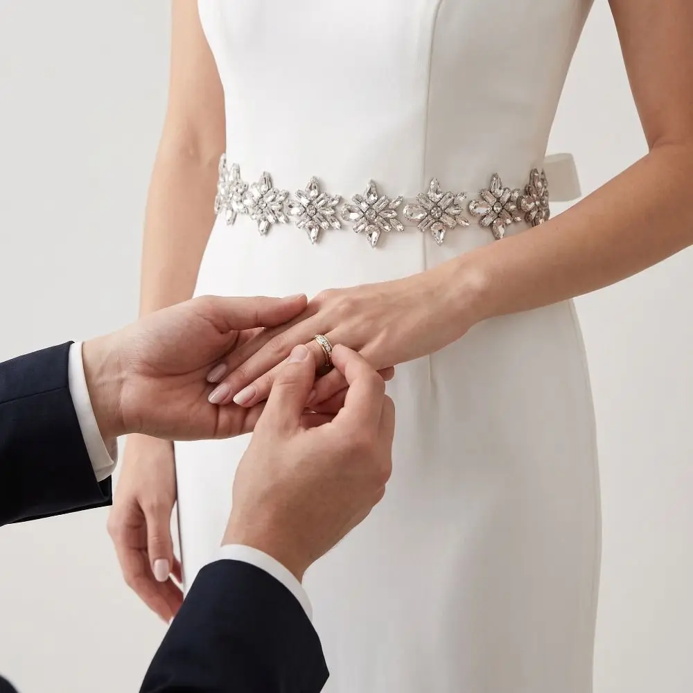 All-match Silver Bridal Rhinestone Belt Luxury Elegant Wedding Dress Belt Handmade Adjustable Bridal Sash Bridesmaids