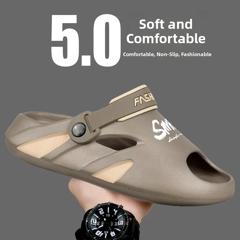 Men's Summer Outdoor Wear Anti-Slip Wear-Resistant Thick Bottom Sports Slippers Beach Sandals Comfortable Sensation EVA Material
