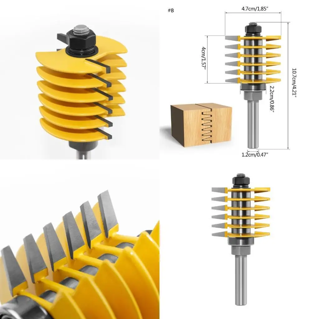 Adjustable Finger Joint Router Bit 8mm 12mm 12.7mm Shank Woodworking Tenon Milling Cutter for Professionals & Beginners