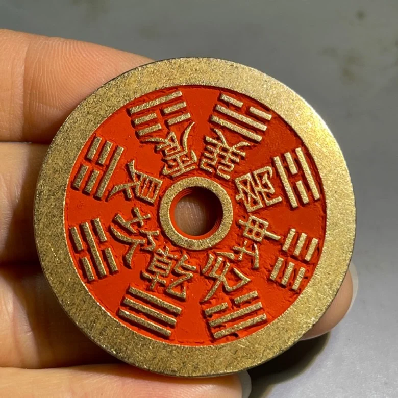 4.5 cm round  thickened cinnabar pure copper person mansion mountain ghost Lei Gong gossip pendant Taoist copper money Taoist