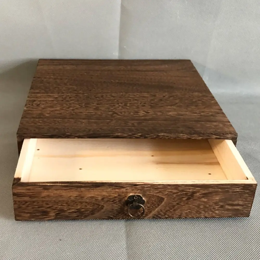Caja de almacenamiento con cerradura Retro de madera para manualidades, cajón/tipo abatible, caja de té a prueba de polvo, Cofre del Tesoro Vintage exquisito para el hogar y la Oficina