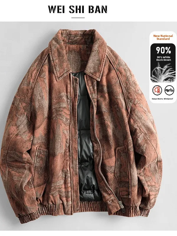 

Утепленная мужская модная камуфляжная куртка в американском постапокалиптическом стиле с теплым воротником, на утином пуху, для холодной погоды