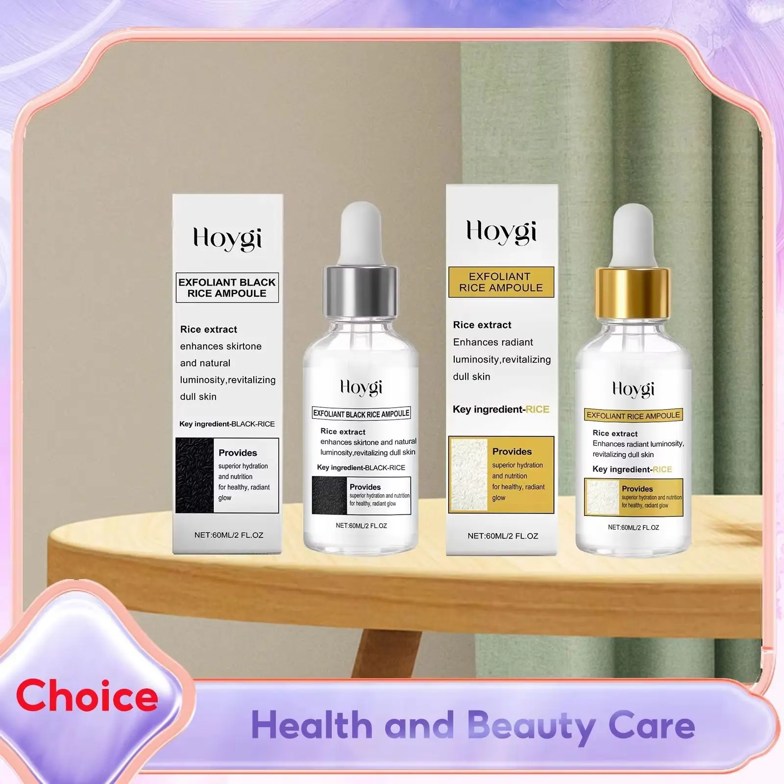 Glow Rice Ampoule White Black Rice Exfoliant for Face Body Remove Dead Skin Blackheads Rejuvenating Pore Minimizing Rice Serum