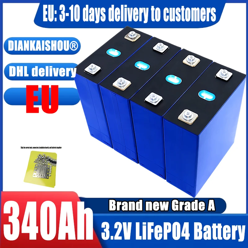 

Аккумулятор LiFePO4 3.2В 340Ач, новый, класс A, 3C, высокомощный, для электромобилей, автодомов, солнечных систем, перезаряжаемый, без пошлин, доставка по ЕС