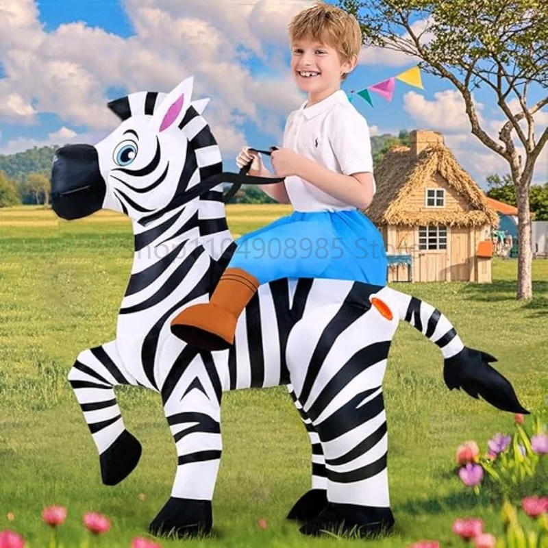 

Zebra inflatable costume riding on a zebra role-playing suit Halloween inflatable dress up novel party party props