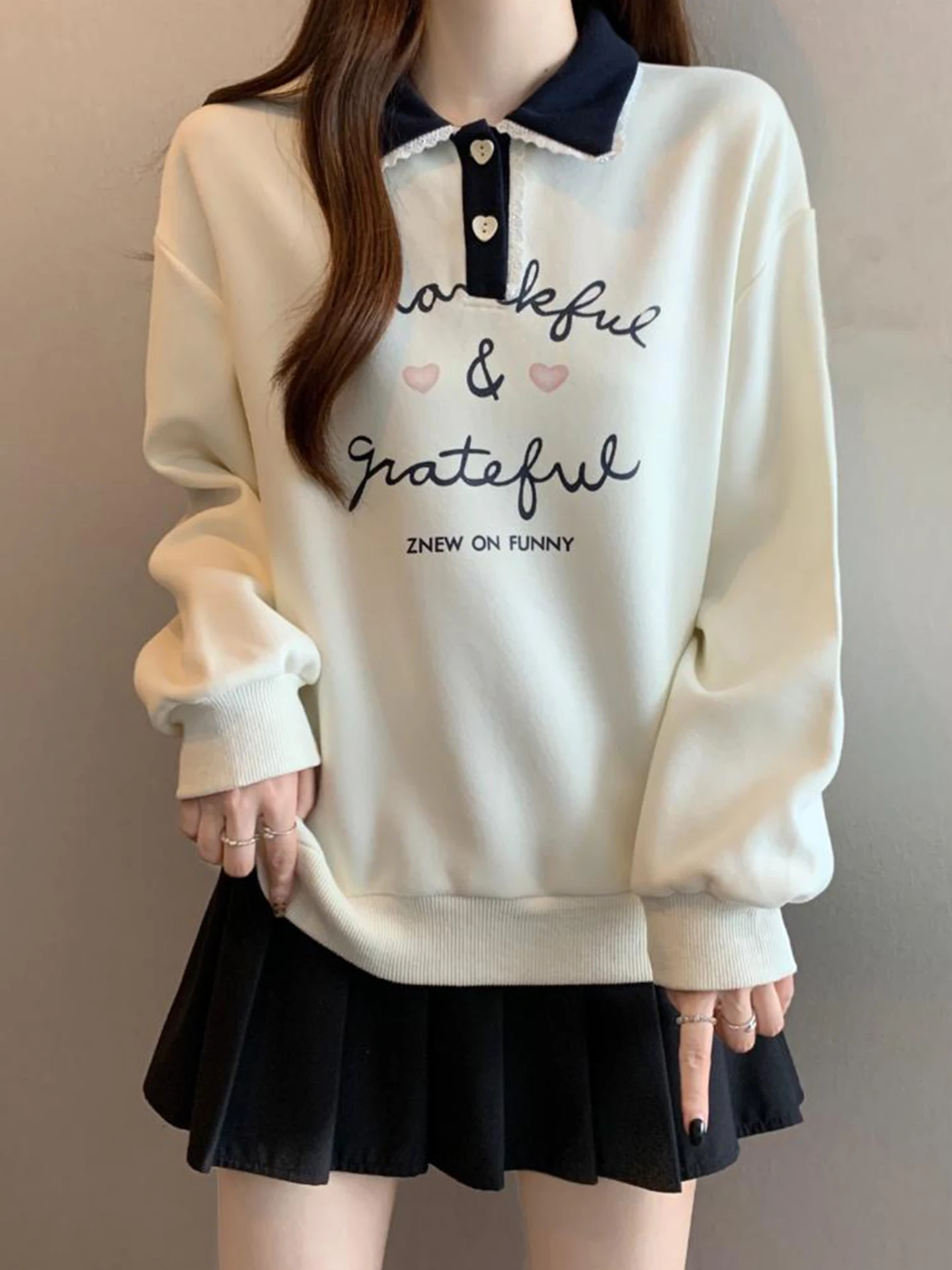 

Корейский свитшот с длинными рукавами и буквенным принтом, женский повседневный топ больших размеров для весны и осени, модный топ для похудения