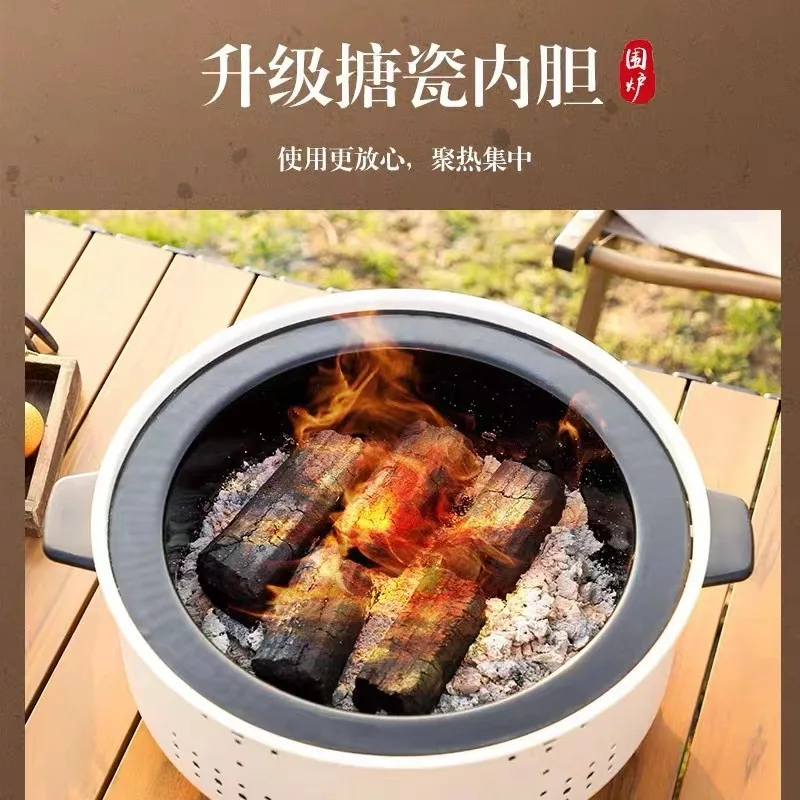 เตาอุ่นอเนกประสงค์ในร่มเตาบาร์บีคิวกลางแจ้งแบบพกพาสามารถถอดออกได้สำหรับแคมป์