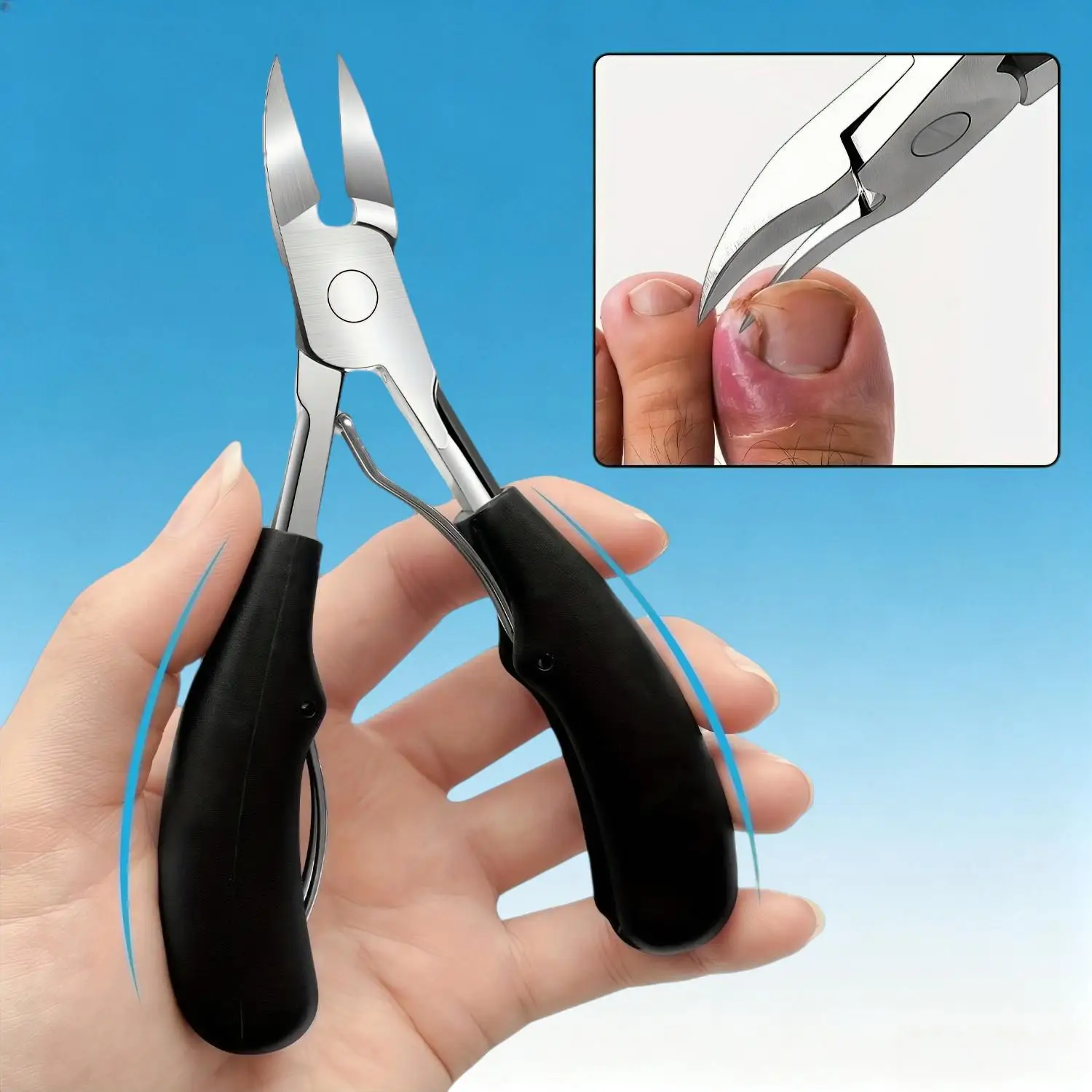 Stainless Steel 6‑Pcs Pedicure Manicure Kit Toenail Nipper Nail File Cuticle Pusher For Thick Hard Nails Home Foot Care
