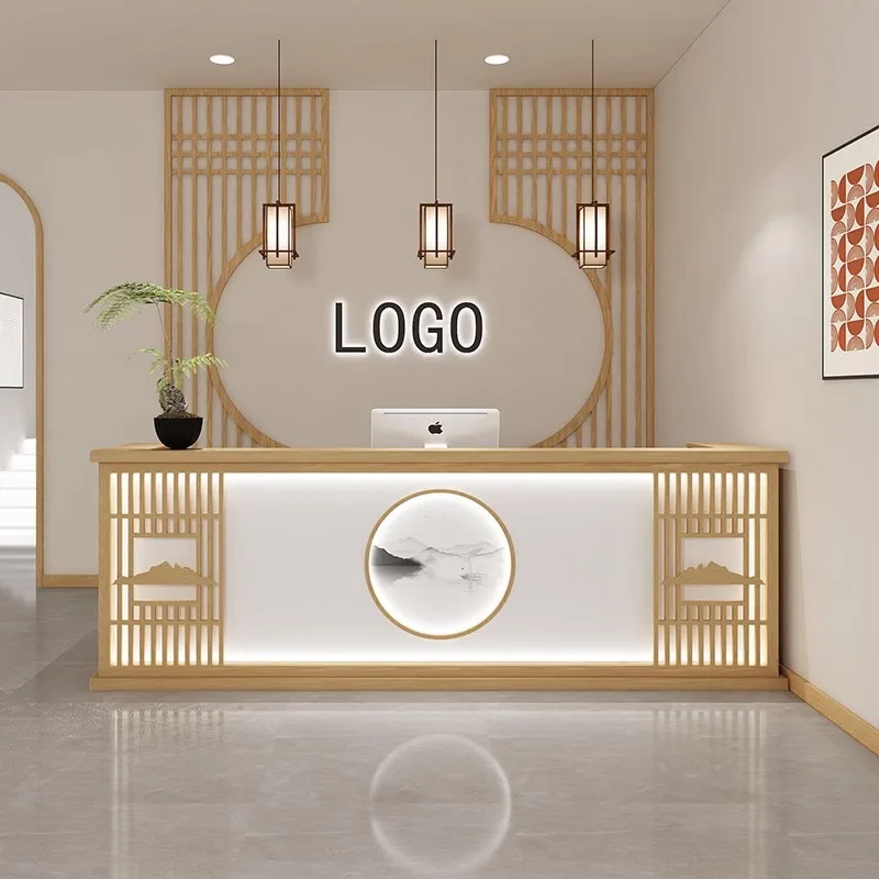 

New Chinese Bar Table Caier Health Foot Bath Club Front Desk Reception Counter Clothing Store Restaurant checkout page