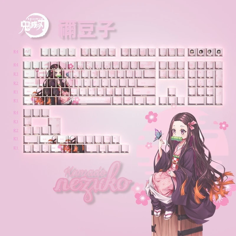 

Anime Demon Slayer Keycaps Cherry Profile Keycaps PBT Dye-Sub Custom Keycaps MX Cross Axis PC Gaming Keyboard Accessories