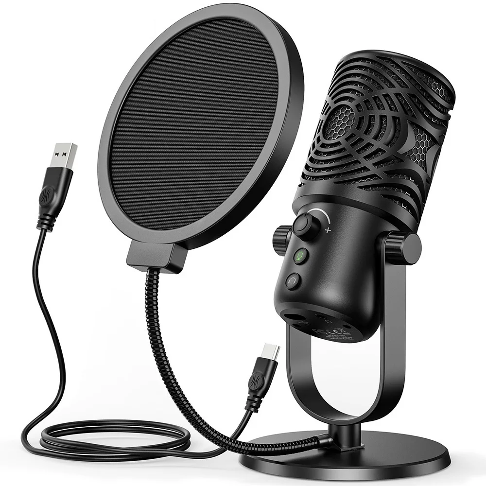 Top! FM1 USB Condenser Microphone Professional Studio DJ Recording Streaming Mic With Pop Filter For PC Laptop Gaming Youtube