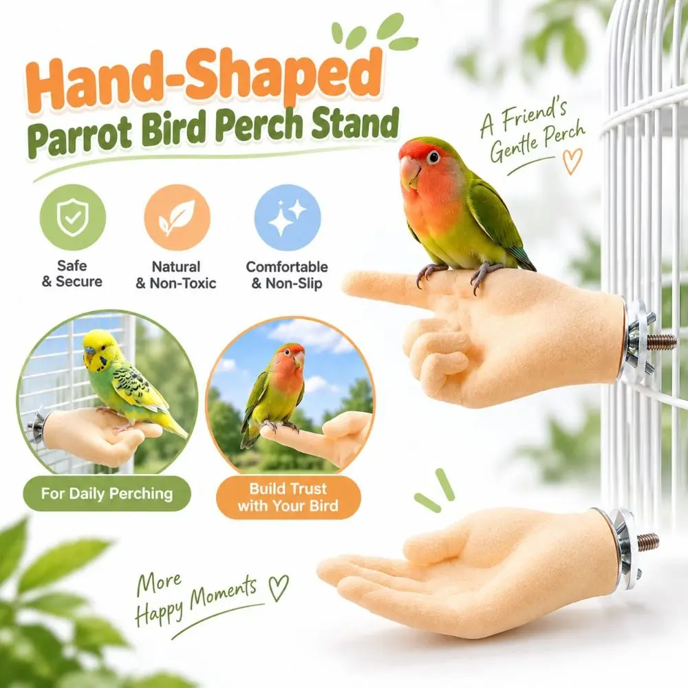 Washable Hand-Shaped Parrot Perch with Secure Screw Mount Adult Hand Proportions Parrot Bird Perch Stand Parrot Fake Hand Perch