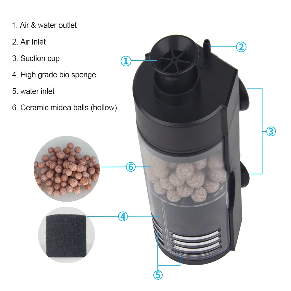 Multifunctional Fish Tank Air Pump Biochemical Sponge Filters Small Aquariums Filtration Reduces The Number of Water Changes