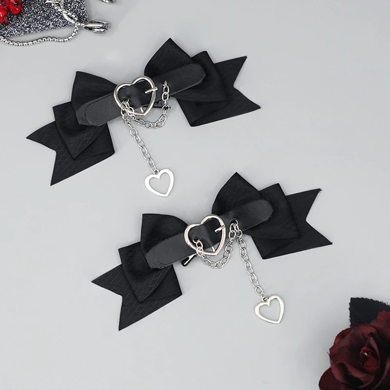 Nero scuro dolce ragazza grande fiocco Punk amore JK copricapo Lolita ornamento per capelli Lolita accessori tornante