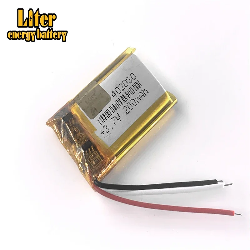 3 line Good Qulity 3.7V,200mAH,402030 Polymer lithium ion / Li-ion battery for TOY,POWER BANK,GPS,mp3,mp4
