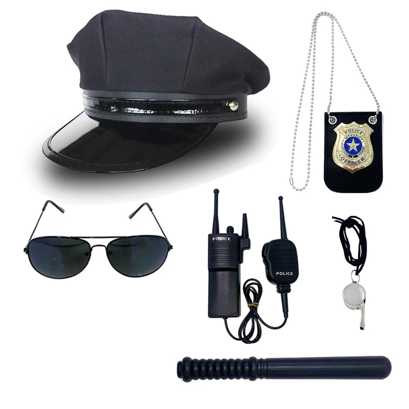 1PCS / 4-teiliges Set Erwachsene Polizei Hut Octagon Flachen Hut Cosplay Leistung Maskerade Spaß Requisiten Polizei Hut uniform Zubehör – Detail 21