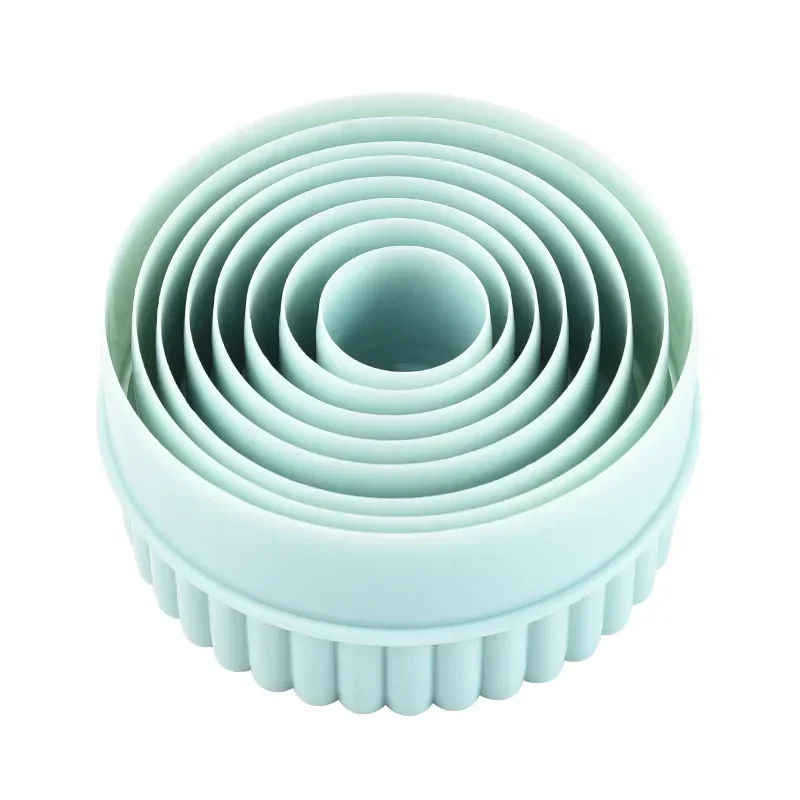 

8pcs/set Round Light Green Wave Round Double-sided Cookie Cutters for Kitchen Cookie Tools Baking Pastry Tools for Pastries