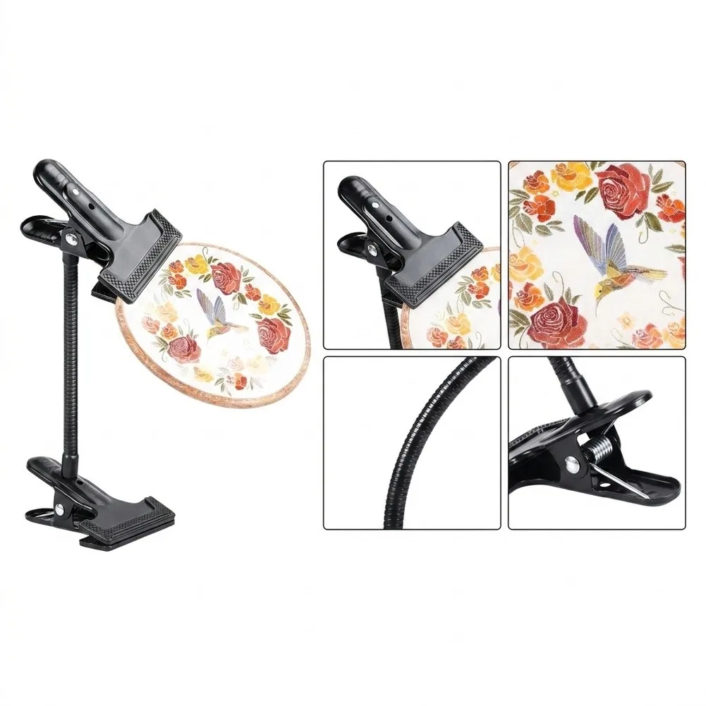 Gooseneck Embroidery Stand Compatible with Stitch Needlepoint and Fabric Craft Projects Requiring For Hands-Free Use