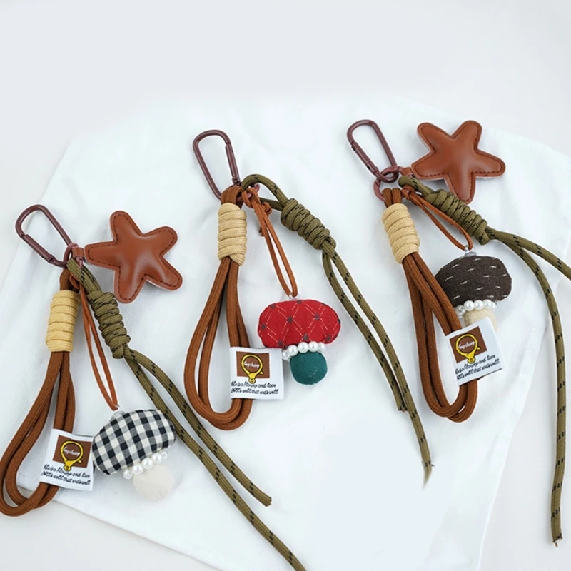 

Q5WE Lightweight Star Bag Charm Stylish Braided Rope Keychain Metal Holder Fashionable Keyring Everyday Use