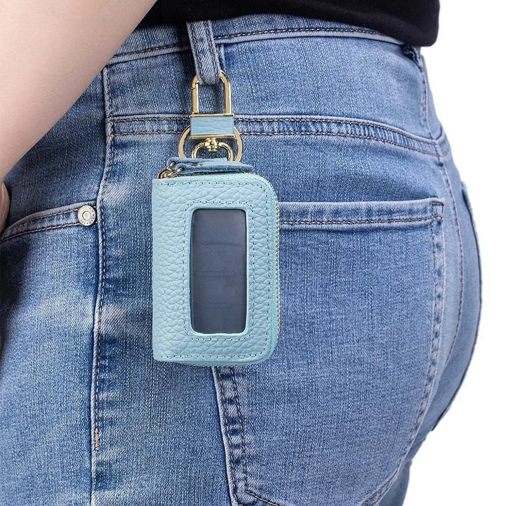 

Portable Hanging Coin Purse Double Zipper Exquisite Leather Car Key Pouch Anti-splash Water Simple Small Item Bag Earphone