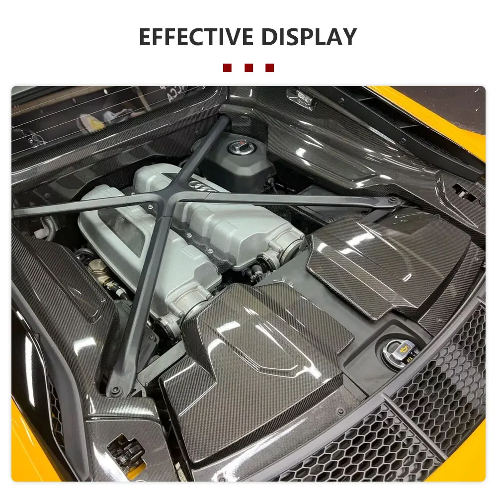 Prepreg Dry Carbon Car Engine Bay Panel for Audi R8 V10 RWD Coupe 2022 2023 Engine Cover Plate Trim Replacement Parts Body Kits