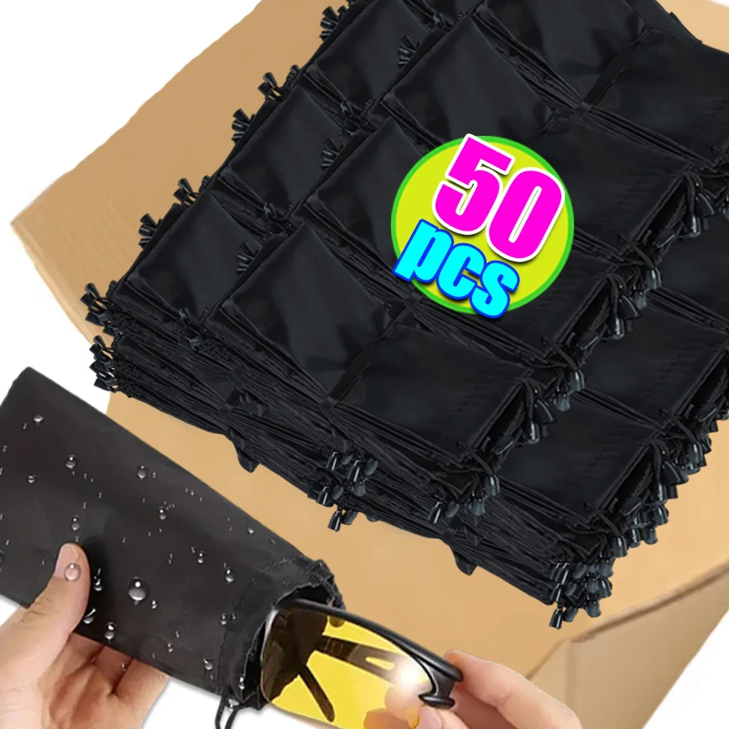 

1-50pcs Waterproof Drawstring Glasses Bags Sunglasses Solid Color Thickened Ultra-fine Fiber Glasses Bag Storage Bag
