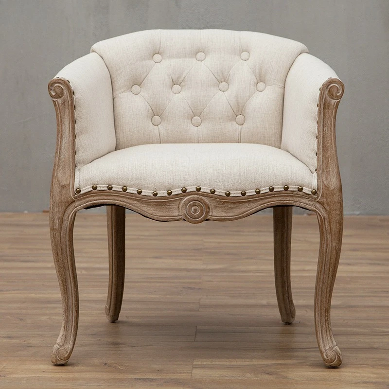 Leisure sofa chair Solid wood antique study chair European hotel dining chair American desk computer  Single balcony