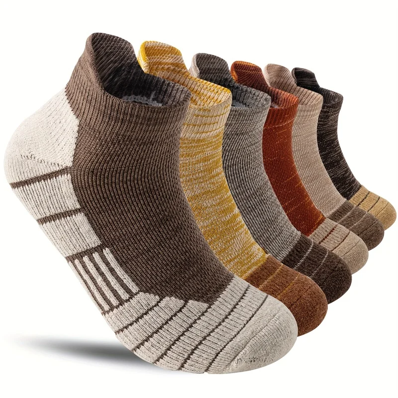 

6 Pairs of Compression Short Socks for Men and Women - Thickened Cushioning Breathable Hiking Running Shoes Work Socks,