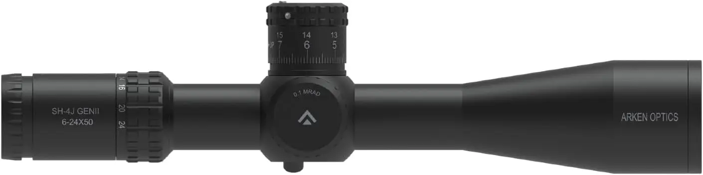 Mira de Rifle SH4J 6-24X50, retícula iluminada FFP con tubo de 34mm de parada cero