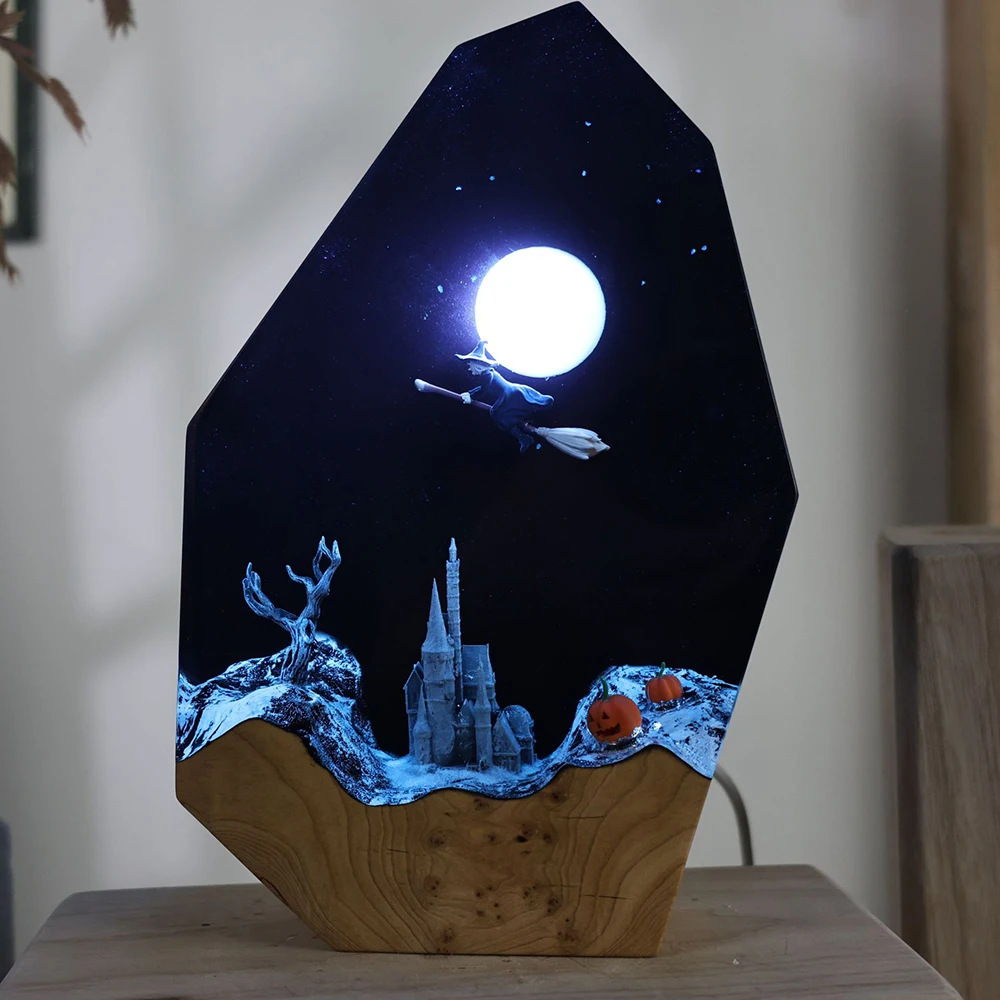 Witch Anime Figure Organism Resin Table Light Creactive Art Decoration Movies Scence Figure Night Light  7-Colors USB Charge