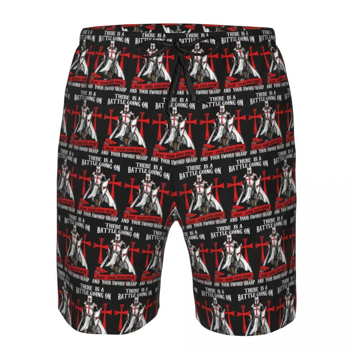 Knights Templar Cross Shield Symbol Medieval Sword Emblem Secret Order Beach Board Shorts Casual Quick Dry Summer Men Pants