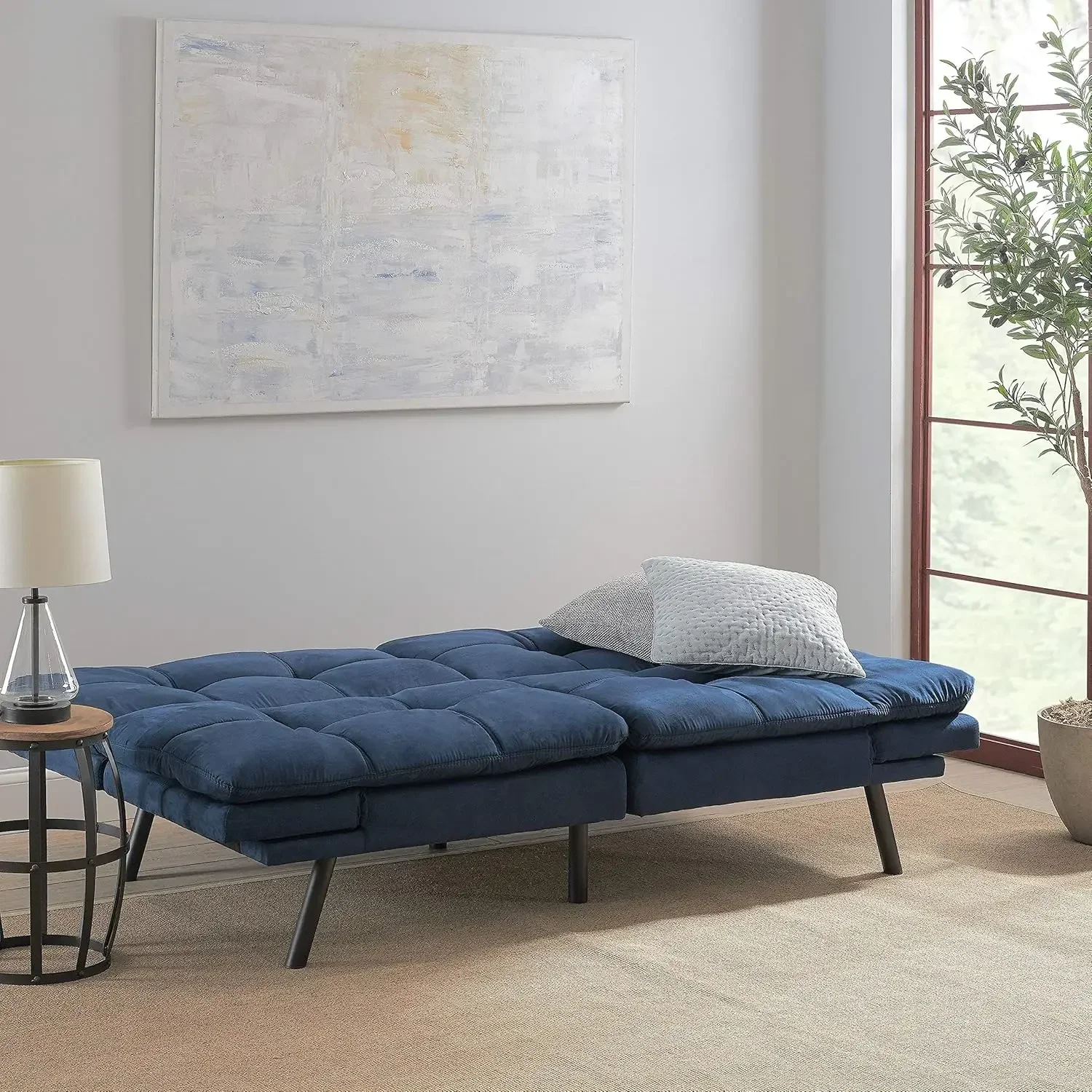 Memory Foam Futon, (blaues Wildleder,)